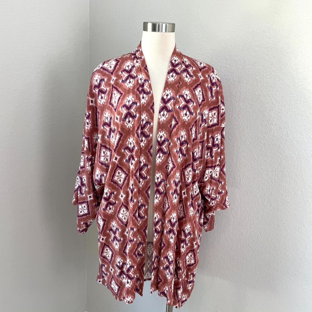 Knox Rose Womens Plus XL/XXL Kimono Cardigan Open Front Boho Duster‎